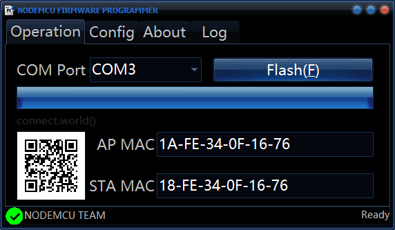 刷入nodemcu完成 刷入nodemcu完成